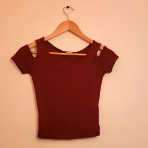 Chandail a manche court- rouge vin- xsmall